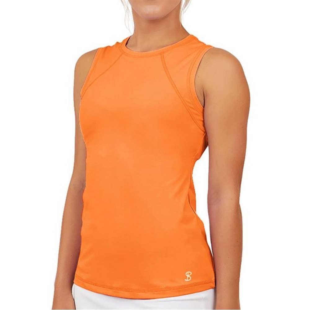 Sofibella UV Tank Top Tennis Pickleball Golf Shirt Orange Nectarine Active Small